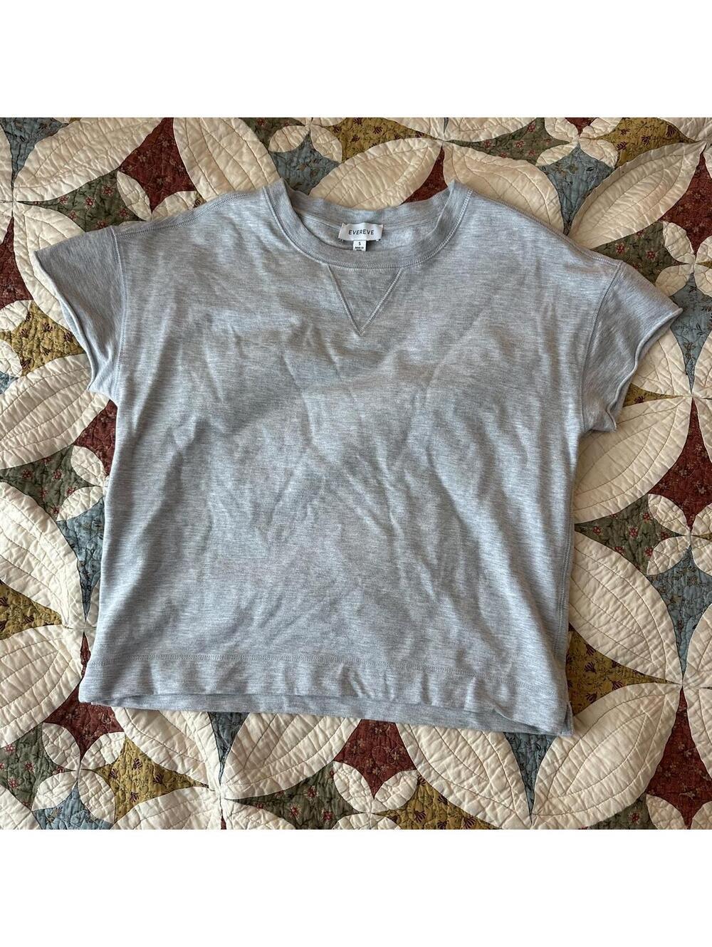 Evereve grey cropped shortsleeve sweatshirt tee Size S crop top summer